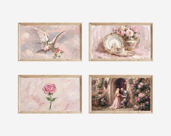 Valentines Day Frame Tv Art Set | 30+ Romantic Pink Samsung Frame Tv Art Bundle | Soft Floral & Love Aesthetic | Valentine Home Decor, image 4