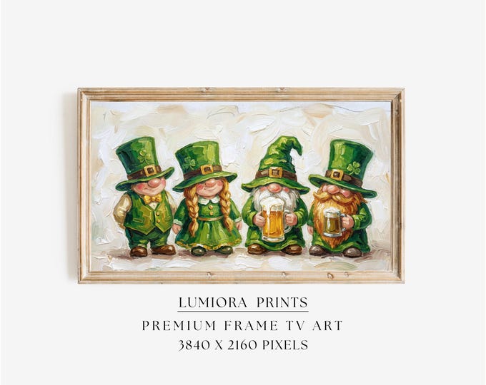 St. Patrick’s Day Samsung Frame TV Art, Lucky Gnomes TV…