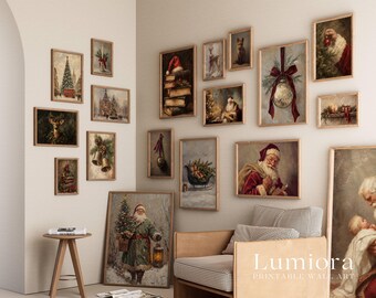 1000+ Vintage Christmas Wall Art Set, Holiday Gallery Wall, Santa Claus Painting, Christmas Prints Bundle, Trendy Winter Decor Printables, image 11