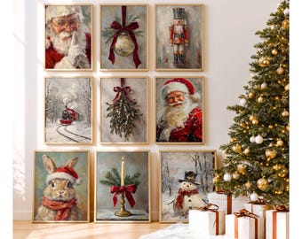 800+ Christmas Wall Art Set, Vintage Holiday Gallery Wall, Santa Claus Painting, Christmas Prints Bundle, Trendy Winter Decor Printables, image 9
