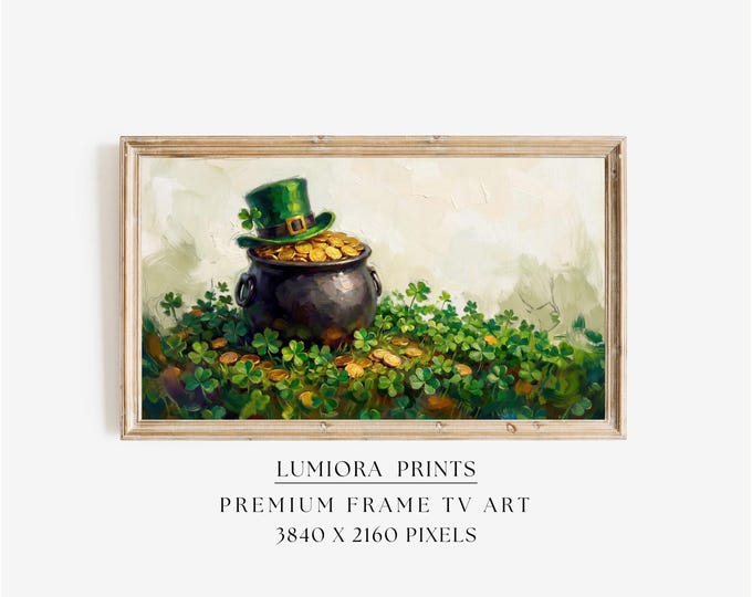 St. Patrick’s Day Samsung Frame TV Art, Pot of Gold TV…