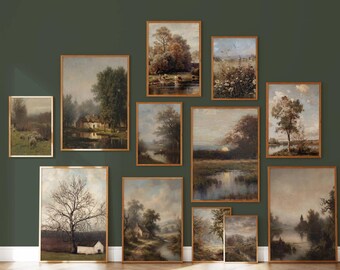 100+ Rustic Landscapes Wall Art, Vintage Oil Painting, Moody Landscape Art, Country Landscape, Rustic Gallery Set, Landscape Painting, image 4