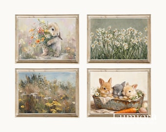 90+ Spring Wall Art Bundle, Vintage Bunny Rabbit Art, Easter Prints Set, Aesthetic Spring Wall Art, Neutral Bunny Prints, Easter Bundle, image 11