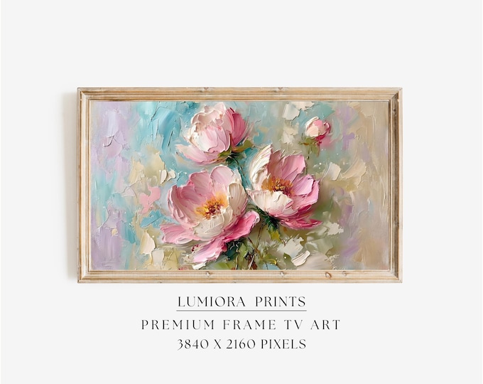 Pink Peony Samsung Frame TV Art, Spring TV Decor, Botanical…