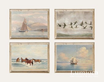 50+ Coastal Gallery Wall, Coastal Wall Art Set, Nautical Prints, Beach Wall Art, Seascape Painting, Retro Coastal Art, Ocean Prints, image 12