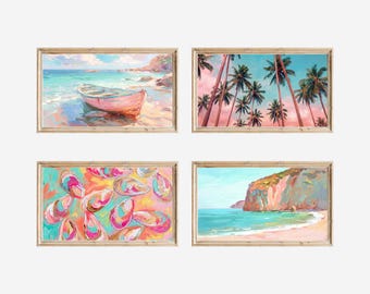 30+ Summer Frame TV Art Mega Bundle, Coastal & Beach Oil Painting Set, Colorful Ocean TV Art, Samsung Frame TV Art, Instant Download, image 6