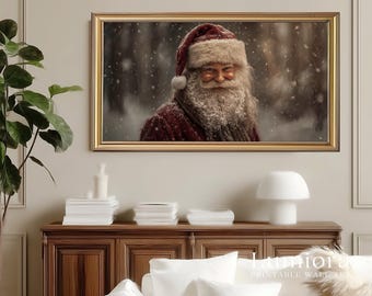Samsung Frame TV Art Santa Claus Portrait • Vintage Father Christmas Painting • Cozy Christmas Wall Art • Holiday Winter Decor, image 5