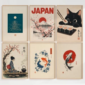 Ensemble de plus de 120 affiches japonaises, style galerie Japandi, estampes Ukiyo-e, style vintage, décoration murale asiatique, estampes japonaises image 10