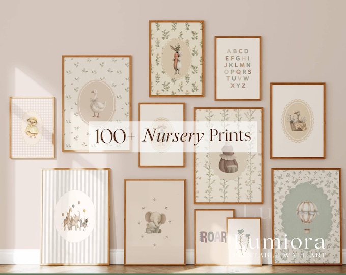 100+ Vintage Nursery Prints, Neutral Baby Room Decor, Boho…