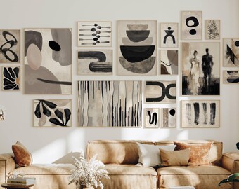 300+ Abstract Gallery Wall Art Set, Neutral Wall Print, Beige and Black Abstract Posters, Modern Minimalist Decor, Boho Print Bundle, image 12