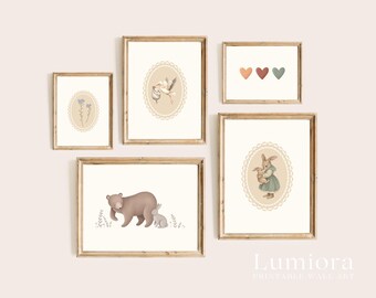 100+ Neutral Nursery Prints, Vintage Baby Room Decor, Boho Nursery Wall Art, Animal Poster Bundle, image 11