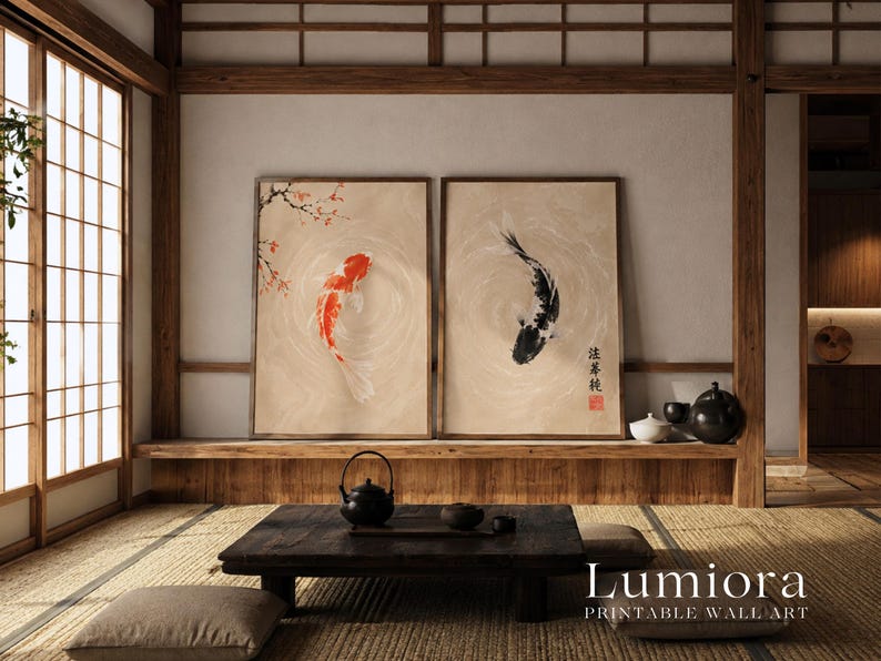 Koi Fish Print Set of 2