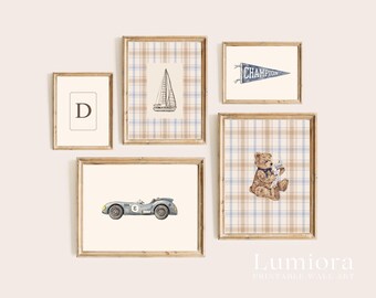 25+ Vintage Boy Nursery Prints, Classic Boy Room Decor, Plaid Nursery Wall Art, Baby Boy Gallery Set, Sports Nursery Decor, Boy Art Bundle, image 7