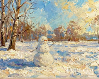 Samsung Frame TV Art Snowman Winter Scene • Peaceful Snowy Landscape Painting • Cozy Winter Wall Art • Minimal Winter Decor, image 7