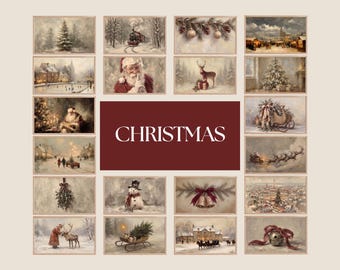 350+ Christmas Frame TV Art, Vintage Holiday Samsung TV Art, Winter TV Background, image 3