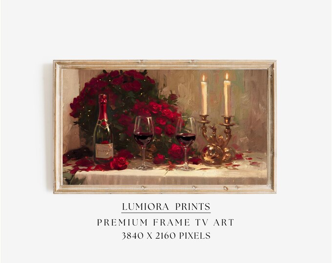 Vintage Valentine Frame TV Art | Romantic Dinner TV Art…