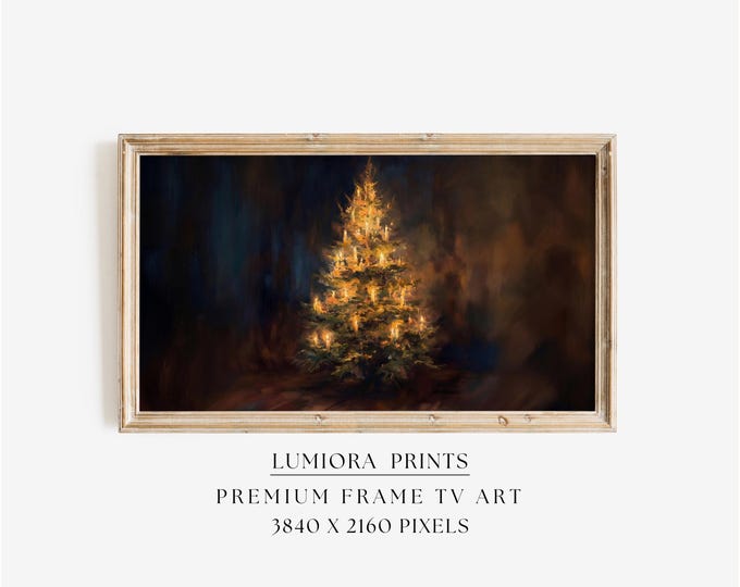 Samsung Frame TV Christmas Tree Art • Moody Candlelit…