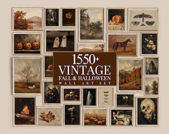 1550+ Fall & Halloween Vintage Wall Art Mega Bundle, The Ultimate Gallery Wall Set, Dark Academia, Cottagecore, Autumn Decor, image 1