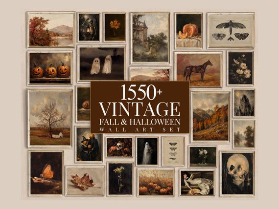1550+ Fall & Halloween Vintage Wall Art Mega Bundle