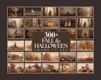 300+ Fall & Halloween Frame TV Art, Vintage Fall Samsung TV Art Bundle, Spooky TV Background, image 1