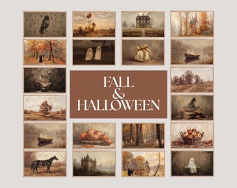 300+ Fall & Halloween Frame TV Art, Vintage Fall Samsung TV Art Bundle, Spooky TV Background, image 3