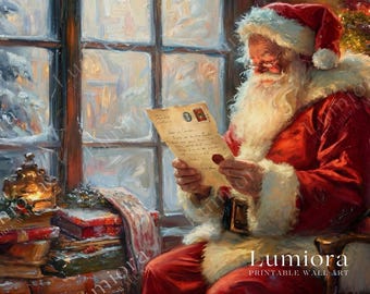 Samsung Frame TV Art Santa Reading Letter Painting • Vintage Christmas Wall Art • Cozy Holiday Decor • Classic Winter Artwork, image 7