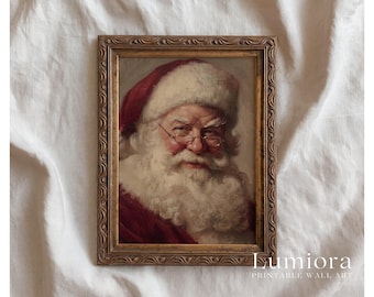 Vintage Santa Claus Portrait Print, Christmas Wall Art, Antique Santa Oil Painting, Printable Holiday Decor, Moody Christmas Art Download, image 1