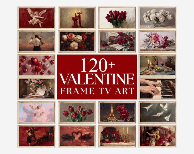 120+ Valentine Frame TV Art Set, Romantic Frame TV Bundle…