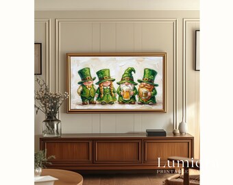St. Patrick’s Day Samsung Frame TV Art, Lucky Gnomes TV Decor, Green Aesthetic Screen Art, Irish Holiday Background, Festive TV Art, image 5