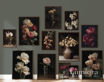 50+ Moody Floral Prints, Dark Botanical Art, Floral Gallery Wall, Vintage Flower Print, Dark Floral Prints, Moody Floral Gallery, image 3