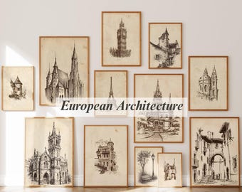 120+ Vintage Sketch Wall Art Set, Minimalist Sketch Print, Antique Sketches, European Sketch, Botanical Sketch, Portrait Sketch Gallery, image 5