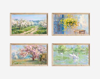200+ Spring Frame TV Art Mega Bundle, Vintage Oil Painting Samsung Frame TV Art, Floral Landscape Art, Digital Download for TV, Screen Art, image 5
