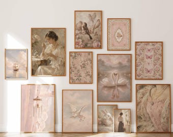 120+ French Country Gallery Wall Set, Pink Floral Cottagecore Prints, Vintage Bundle Set, Coquette Room Decor, image 5