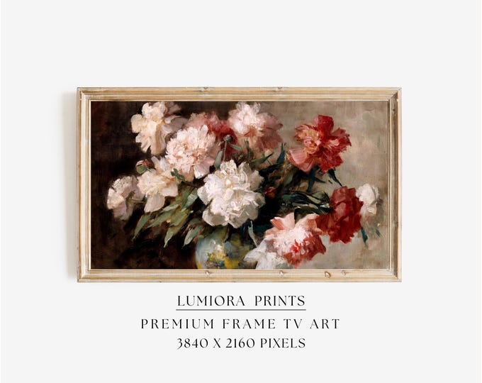 Romantic Red Roses Samsung Frame TV Art, Vintage Flower…