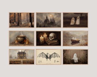 200+ Halloween Frame TV Art Bundle, Vintage Moody Ghost Painting, Spooky Samsung TV Background, image 4