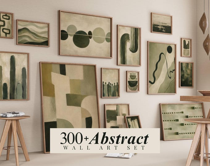 300+ Sage Green Abstract Wall Art Set, Sage Green Gallery…