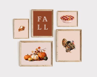 50+ Thanksgiving Prints, Fall Gallery Wall, Turkey Painting Set, Autumn Wall Decor, Give Thanks Poster, Thanksgiving Art, image 11