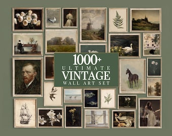 1000+ Vintage Print Bundle, Antique Wall Art Set, Rustic Gallery Set, French Country Decor, Cottagecore Print, Neutral Gallery Wall Mega Set