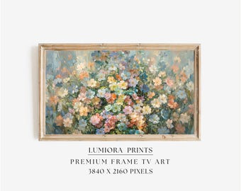 Spring Wildflower Bouquet Samsung Frame TV Art, Floral Meadow Oil Painting, 4K Digital Download, Cottagecore Botanical Screen Art, image 1