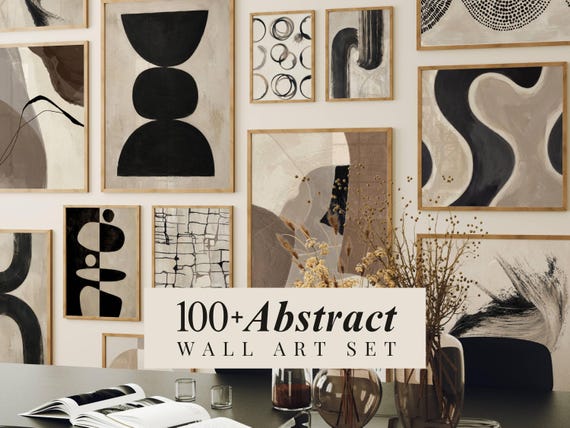 100+ Neutral Abstract Wall Art Set