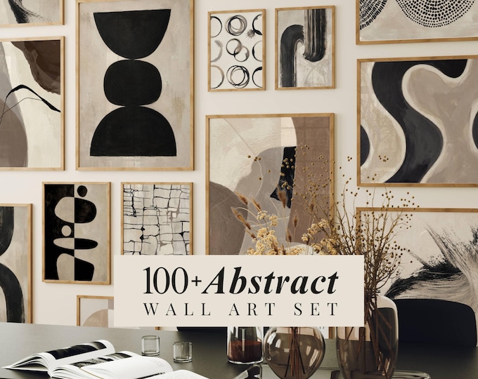 100+ Neutral Abstract Wall Art Set, Boho Gallery Wall Decor…