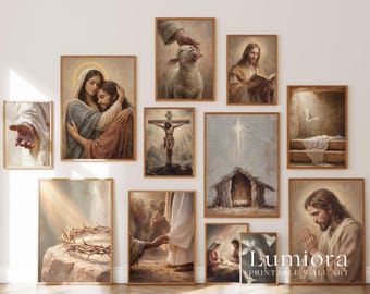100+ Christian Wall Art Prints, Faith Wall Art, Religious Gallery Set, Jesus Print Bundle, Nativity Scene Art, Christian Art Set, image 3