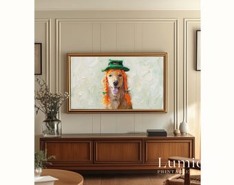 St. Patrick’s Day Samsung Frame TV Art, Funny Dog TV Decor, Green Aesthetic Screen Art, Irish Holiday Pet Portrait, March 17th TV Art, 4K, image 5