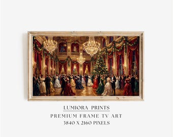 Victorian Christmas Ballroom Art • Elegant Holiday Dance Scene • Classic Christmas Wall Art • Vintage Christmas Decor • Samsung Frame TV Art, image 1