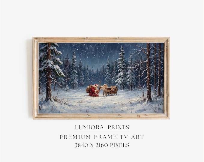 Samsung Frame TV Art Santa Claus • Christmas Reindeer •…