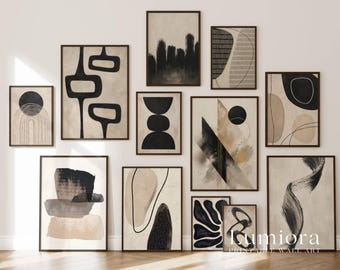 300+ Abstract Wall Art Set, Neutral Gallery Wall Prints, Beige and Black Abstract Posters, Modern Minimalist Decor, Boho Print Bundle, image 5