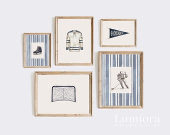 25+ Vintage Hockey Prints, Hockey Room Decor, Ice Hockey Wall Art, Boys Sports Bedroom, Classic Boy Room, Playroom Gallery Set, image 4