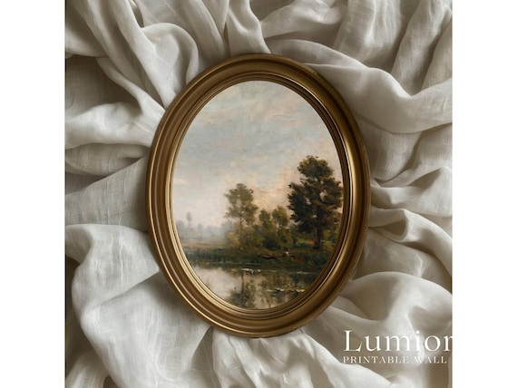 Vintage Lake Landscape Print