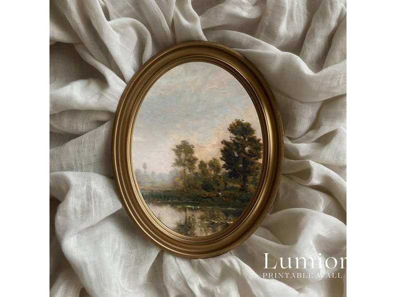 Vintage Lake Landscape Print