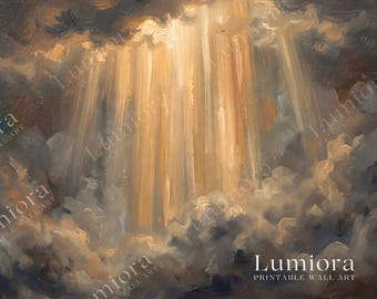 Divine Light Samsung Frame TV Art, Heavenly Clouds Screen Decor, Christian Religious Oil Painting, Spiritual Faith Background, 4K, image 7
